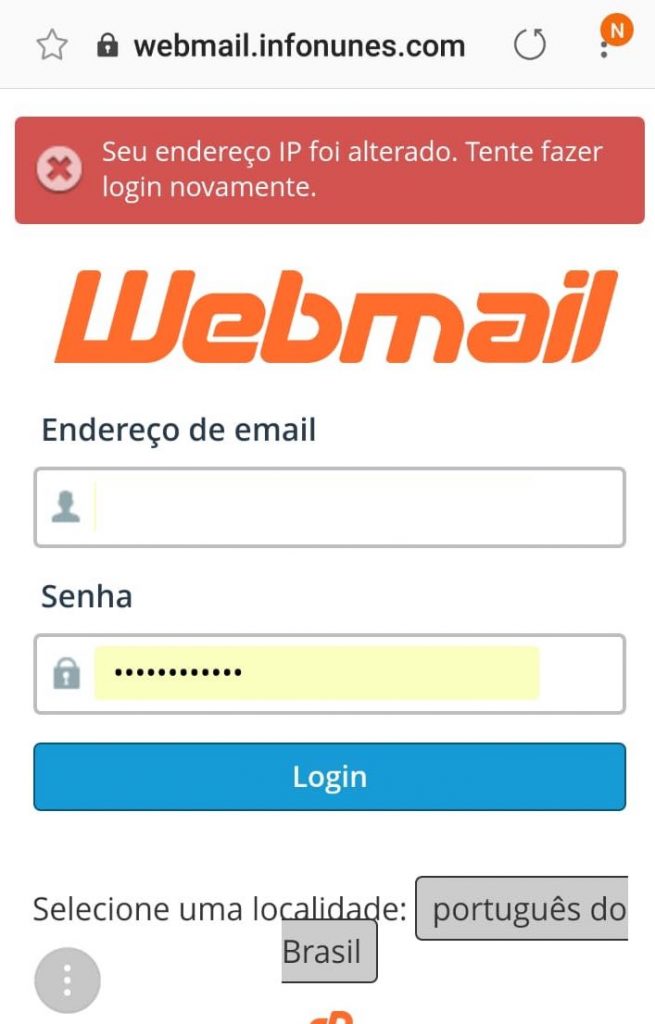 Erro ip Webmail Cpanel