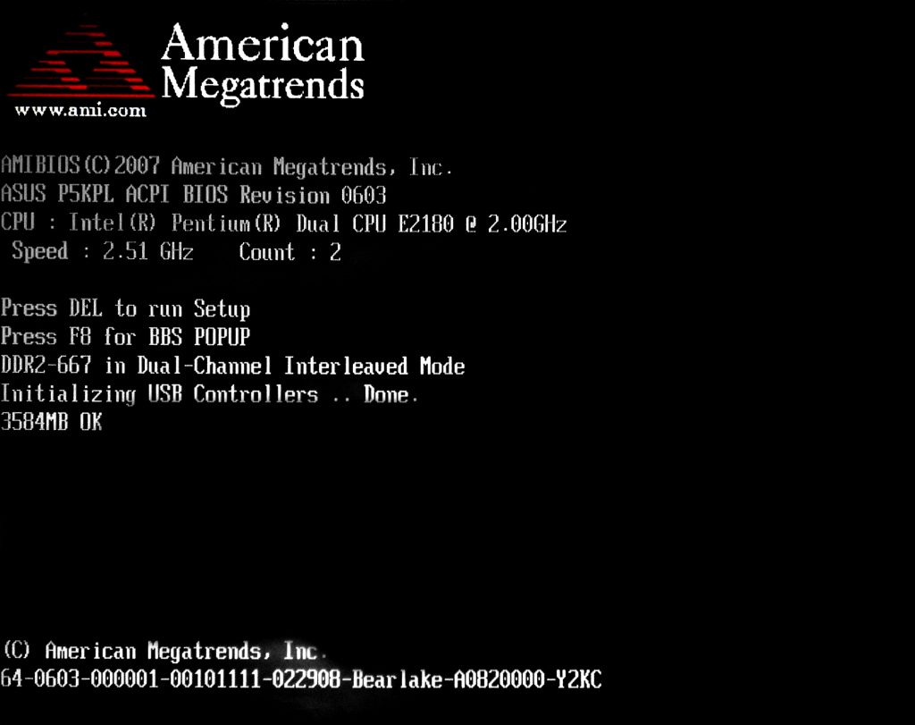tela de post pc computador american